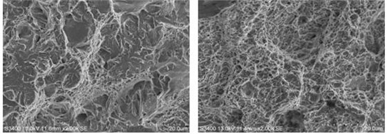 圖12-29 準(zhǔn)解理斷裂形貌 圖12-30 剪切韌窩形貌