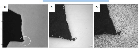 圖15-36（a、b、c）安裝后焊釘倒角形貌