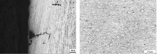 圖8-98 缺口與裂紋缺陷 TC4鈦合金α量少的不合格組織