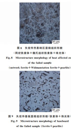 圖８ 失效件熱影響區顯微組織形貌